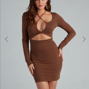 Brown mini dress